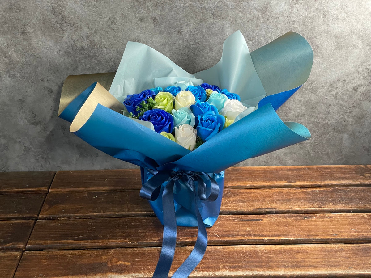 ソープフラワー薔薇 あ　　青のラメと水色ラメなし ソープフラワー薔薇 あ 青のラメと水色ラメなし ソープフラワー